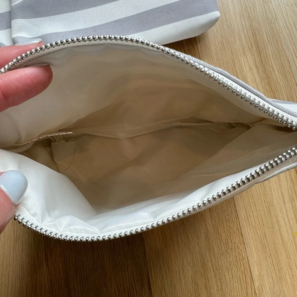 Orange Blossom • Set of 4 Diaper Bag Organizer Pouches • Grey & White Stripes